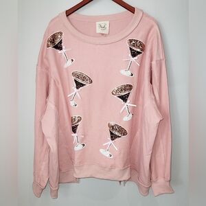 Fantastic Faun Blush Sequin Chocolate Martini Sweater with Bow Accents. Large